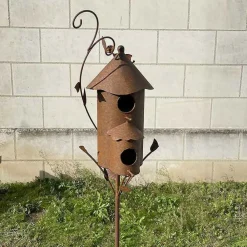 La Grande Prairie - Nichoir cabane oiseaux fer rouille 23x2x160cm Clearance