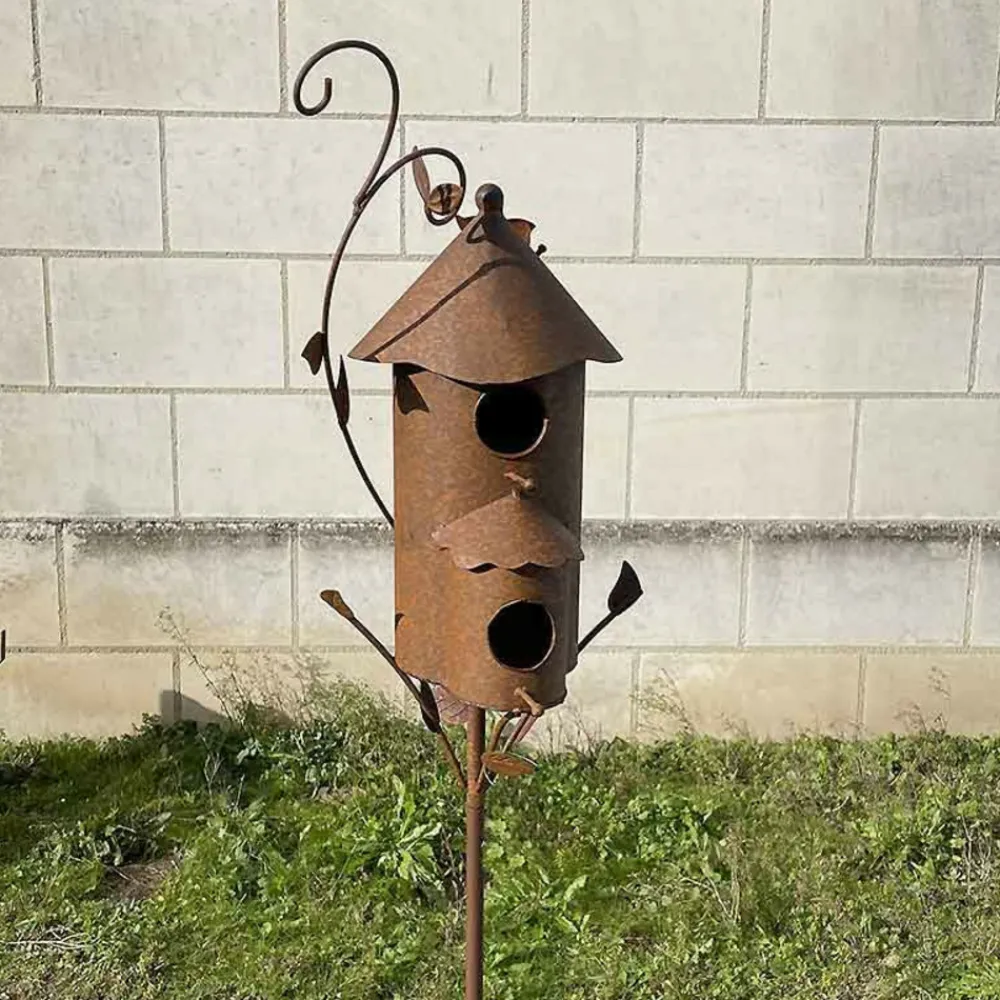 La Grande Prairie - Nichoir cabane oiseaux fer rouille 23x2x160cm Clearance
