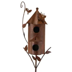 La Grande Prairie - Nichoir cabane oiseaux fer rouille 23x2x160cm Clearance