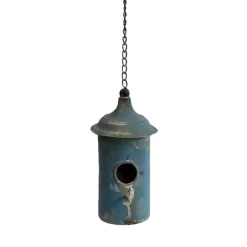 La Grande Prairie - Nichoir oiseaux à suspendre vintage bleu 11x24cm Clearance