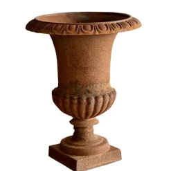 La Grande Prairie Pots Et Jardinières | - Petit vase médicis fonte rouille 34x34x43cm