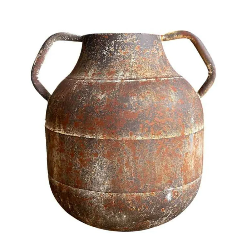 La Grande Prairie - Vase fer marron patiné 29x25x28cm Discount