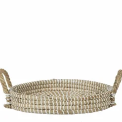 La Green Touch - Plateau tressé blanc - accessoire déco Sale