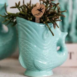 La Green Touch Cache-Pots Et Bacs D'Intérieur | - Pot décoratif fish turquoise