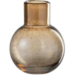 Lana Deco Vases Et Coupes | - Vase boule design en verre "goulot" 19cm marron