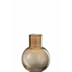 Lana Deco Vases Et Coupes | - Vase boule design en verre "goulot" 19cm marron