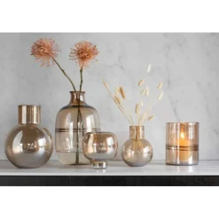 Lana Deco Vases Et Coupes | - Vase boule design en verre "goulot" 29cm marron