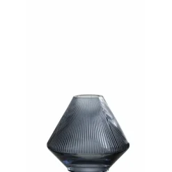 Lana Deco - Vase design en verre "lisa nervures" 18cm bleu Discount