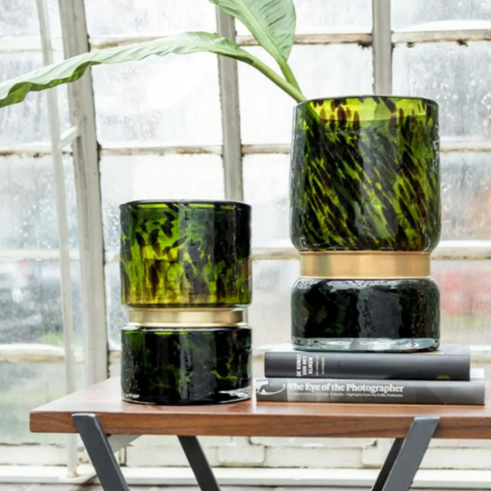 Lana Deco - Vase rond design "tâche winter" 23cm vert