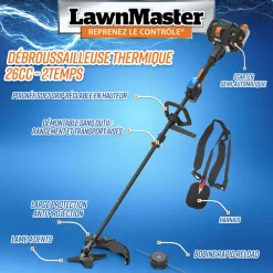 Lawnmaster Coupe-Bordures Et Débroussailleuses | - Débroussailleuse thermique 26cc avec démarrage électrique -
