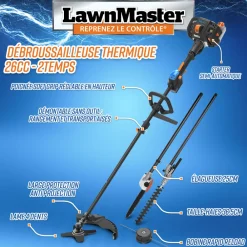 Lawnmaster Coupe-Bordures Et Débroussailleuses | - Débroussailleuse thermique 26cc 4 en 1 avec démarrage électrique -