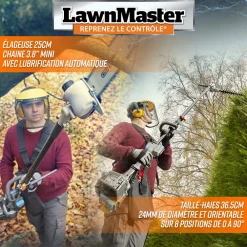 Lawnmaster Coupe-Bordures Et Débroussailleuses | - Débroussailleuse thermique 26cc 4 en 1 avec démarrage électrique -