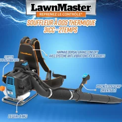 Lawnmaster Broyeurs, Nettoyeurs Et Souffleurs | - Souffleur thermique dorsal 31cc avec démarrage électrique - 270km/h -