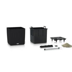 Lechuza Pots Et Jardinières | - Pot Cube Cottage 40 - kit complet, noir graphite