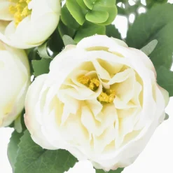 Ligne Deco - Bouquet artificiel de pivoines 32cm blanc lot de 2 Clearance
