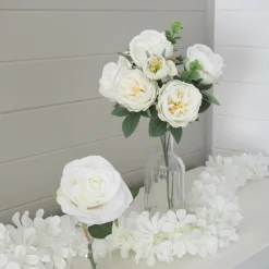 Ligne Deco - Bouquet artificiel de pivoines 32cm blanc lot de 2 Clearance