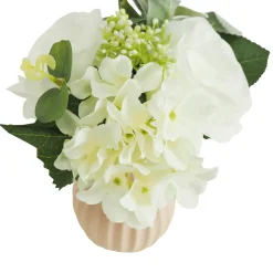 Ligne Deco - Bouquet artificiel de fleurs blanches en pot 25cm lot de 2 Best