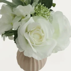 Ligne Deco - Bouquet artificiel de fleurs blanches en pot 25cm lot de 2 Best