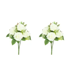 Ligne Deco Bouquets De Fleurs | - Bouquet artificiel de roses 32cm blanc lot de 2