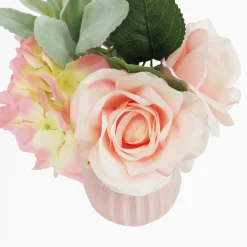 Ligne Deco Bouquets De Fleurs | - Bouquet artificiel de fleurs roses en pot 25cm lot de 2