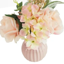 Ligne Deco Bouquets De Fleurs | - Bouquet artificiel de fleurs roses en pot 25cm lot de 2