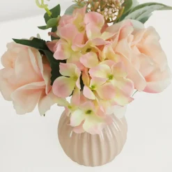 Ligne Deco Bouquets De Fleurs | - Bouquet artificiel de fleurs roses en pot 25cm lot de 2