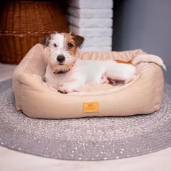 NA Paniers, Transports Et Chatières | Lit chiens et chats couchage chester 60, avec coussin double-face, tweed et velours, lavable, bleu