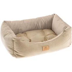 NA Paniers, Transports Et Chatières | Lit chiens et chats couchage chester 60, avec coussin double-face, tweed et velours, lavable, beige
