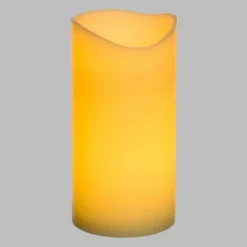 Lotti - Bougie en cire naturelle ivoire à piles 2 led blanc chaud effet flamme h20cm l10cm timer Clearance