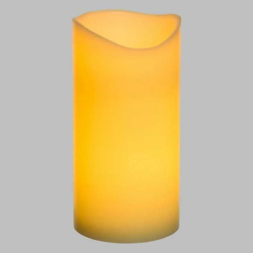 Lotti - Bougie en cire naturelle ivoire à piles 2 led blanc chaud effet flamme h20cm l10cm timer Clearance