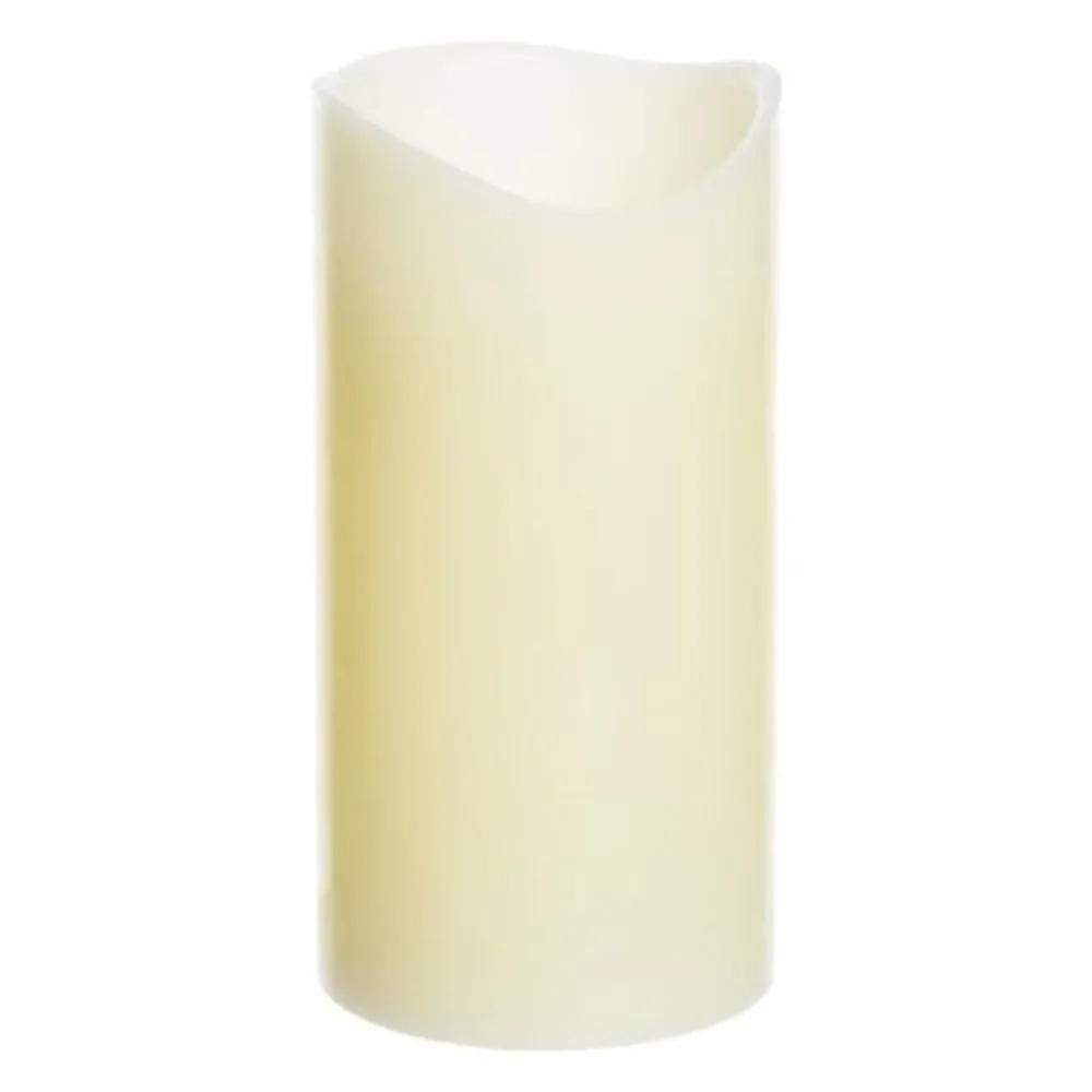 Lotti - Bougie en cire naturelle ivoire à piles 2 led blanc chaud effet flamme h20cm l10cm timer Clearance