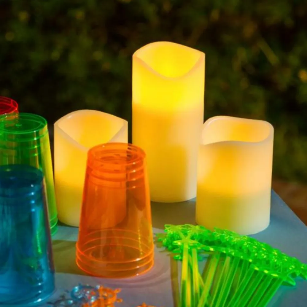 Lotti - Bougie en cire naturelle ivoire à piles 2 led blanc chaud effet flamme h20cm l10cm timer Clearance