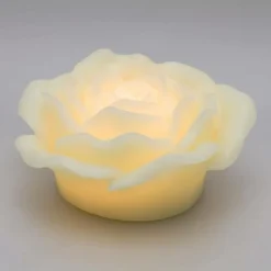 Lotti - Bougie en forme de rose lumineuse cire ivoire à piles led blanc chaud effet flamme Best