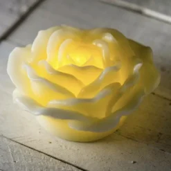 Lotti - Bougie en forme de rose lumineuse cire ivoire à piles led blanc chaud effet flamme Best