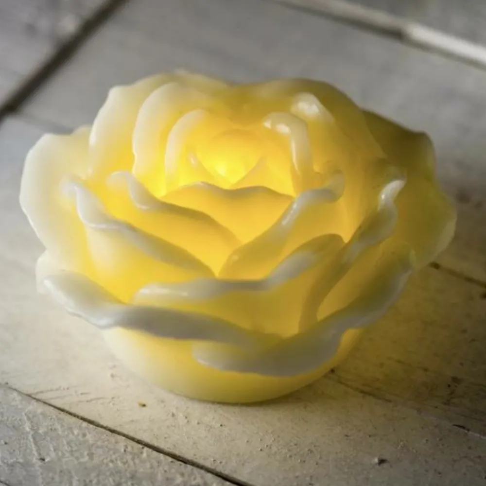 Lotti - Bougie en forme de rose lumineuse cire ivoire à piles led blanc chaud effet flamme Best