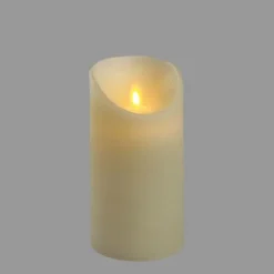Lotti Bougies, Senteurs Et Bien-Être | - Bougie led en cire ivoire à piles flamme en mouvement h15cm blanc chaud timer