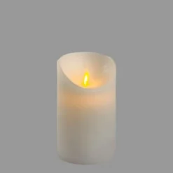 Lotti Bougies, Senteurs Et Bien-Être | - Bougie led en cire naturelle blanche à piles flamme vacillante h12cm timer blanc chaud