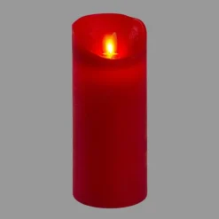 Lotti - Bougie led en cire rouge flamme vacillante à piles h18cm timer blanc chaud Clearance