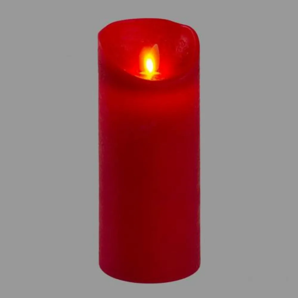Lotti - Bougie led en cire rouge flamme vacillante à piles h18cm timer blanc chaud Clearance