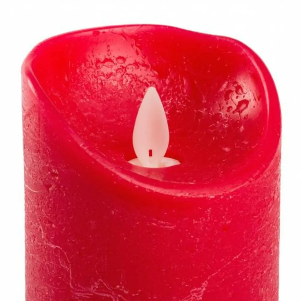 Lotti - Bougie led en cire rouge flamme vacillante à piles h18cm timer blanc chaud Clearance