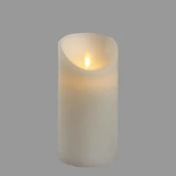 Lotti - Bougie led flamme oscillante cire rustique blanche à piles h15cm timer blanc chaud Online