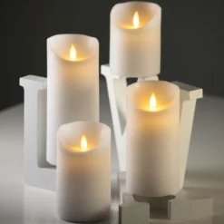 Lotti - Bougie led flamme oscillante cire rustique blanche à piles h15cm timer blanc chaud Online