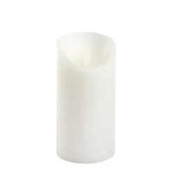 Lotti - Bougie led flamme oscillante cire rustique blanche à piles h15cm timer blanc chaud Online