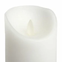 Lotti - Bougie led flamme oscillante cire rustique blanche à piles h15cm timer blanc chaud Online