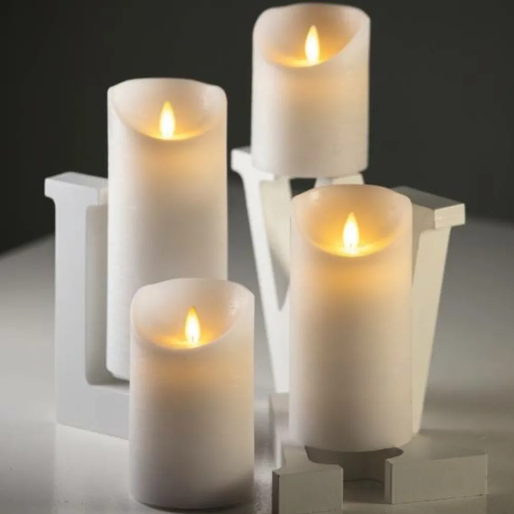 Lotti Bougies, Senteurs Et Bien-Être | - Bougie led à piles cire véritable blanche flamme vacillante h10cm timer blanc chaud