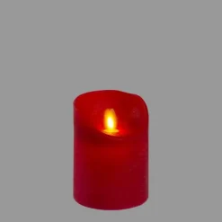 Lotti Bougies, Senteurs Et Bien-Être | - Bougie led vraie cire rouge à piles flamme vacillante h10cm timer blanc chaud
