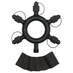 Lotti Eclairage D’Extérieur | - Connecteur en étoile noir 5 sorties pour guirlande guinguette rond ip44 230v