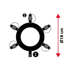 Lotti Eclairage D’Extérieur | - Connecteur en étoile noir 5 sorties pour guirlande guinguette rond ip44 230v