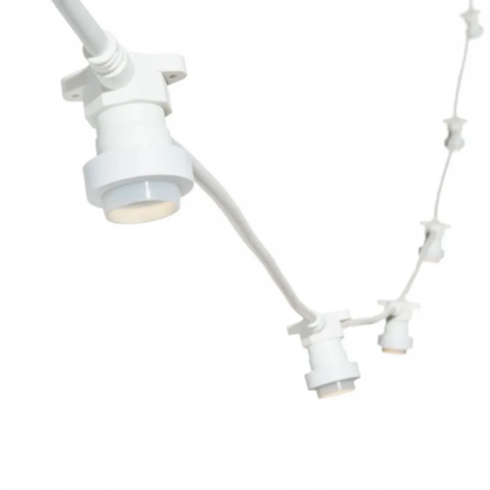 Lotti Eclairage D’Extérieur | - Guirlande guinguette câble blanc 5m 16 douilles e27 connectable 230v luxa professionnelle