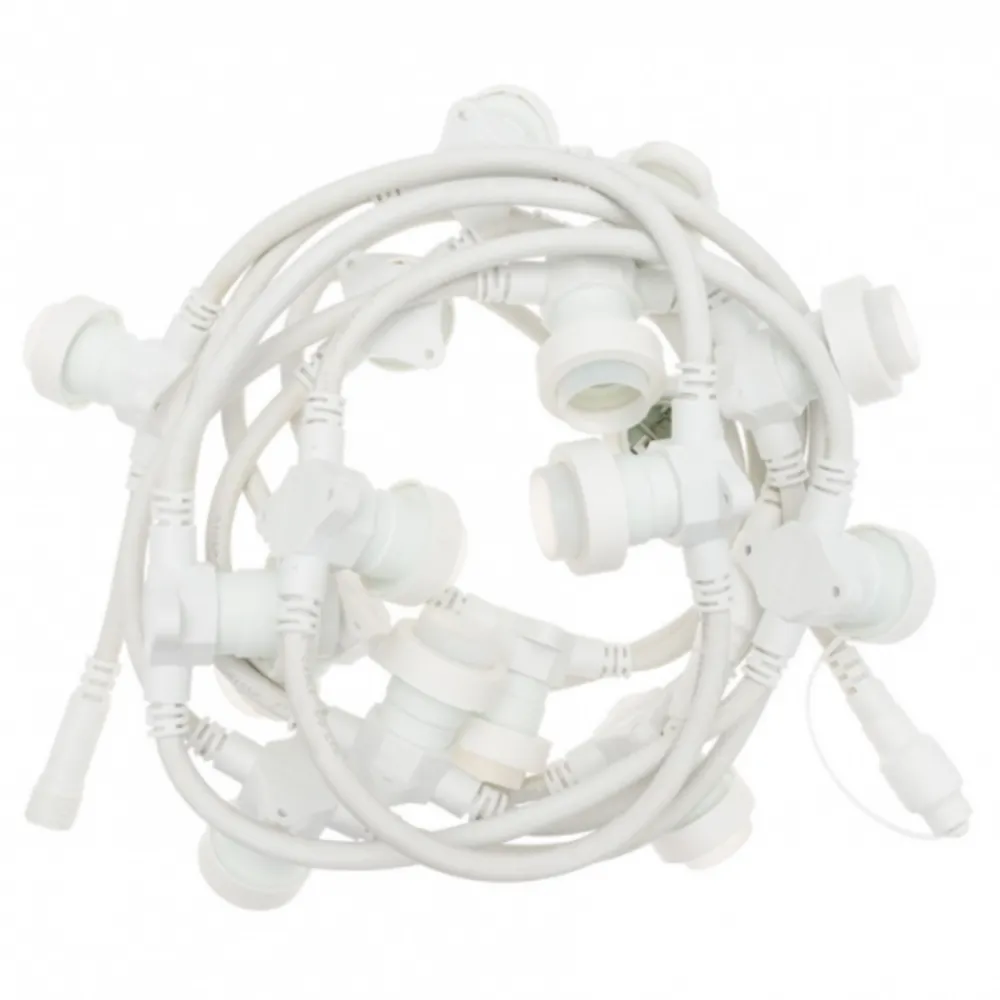 Lotti Eclairage D’Extérieur | - Guirlande guinguette câble blanc 5m 16 douilles e27 connectable 230v luxa professionnelle